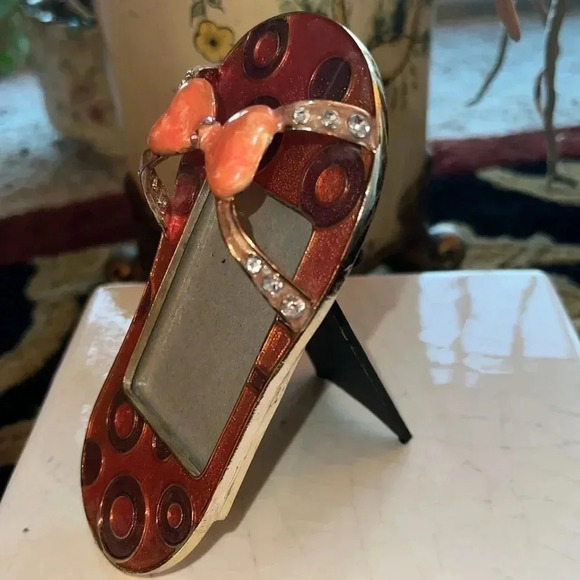 Picture Frame Pink Purple Orange Small Flip Flop with Rhinestones Bow - Picture 5 of 16